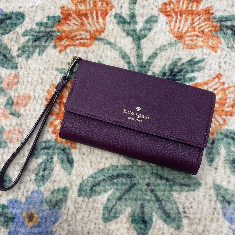 Kate Spade Purple Leather Wristlet Clutch